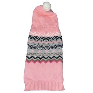 LIKE NEW Friends Forever Pink Knit Sherpa Fleece Lined Dog Puppy Hooded Sweater